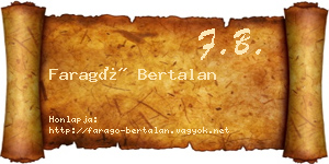 Faragó Bertalan névjegykártya